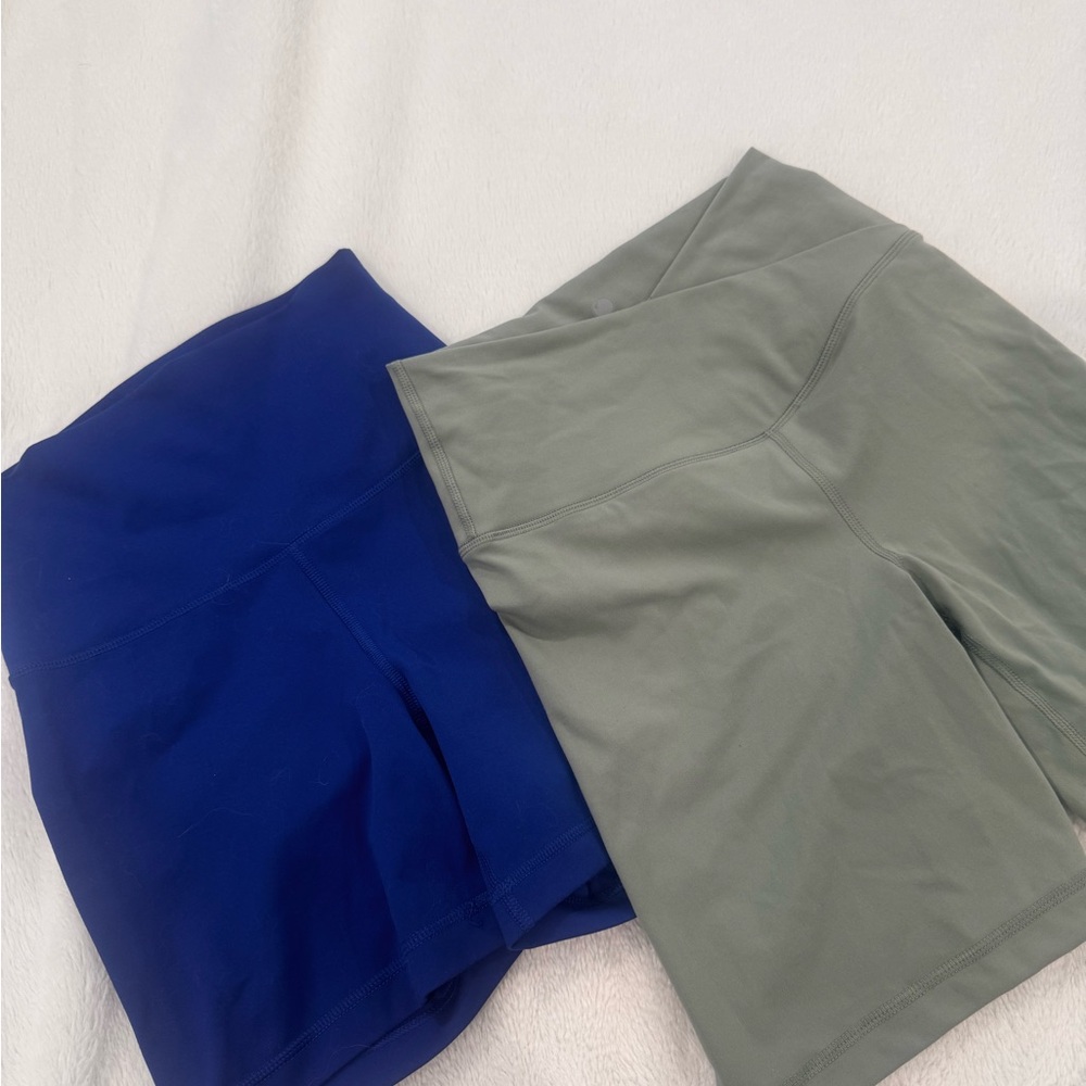 Yogalicious Olive Green & Blue Crossover Shorts